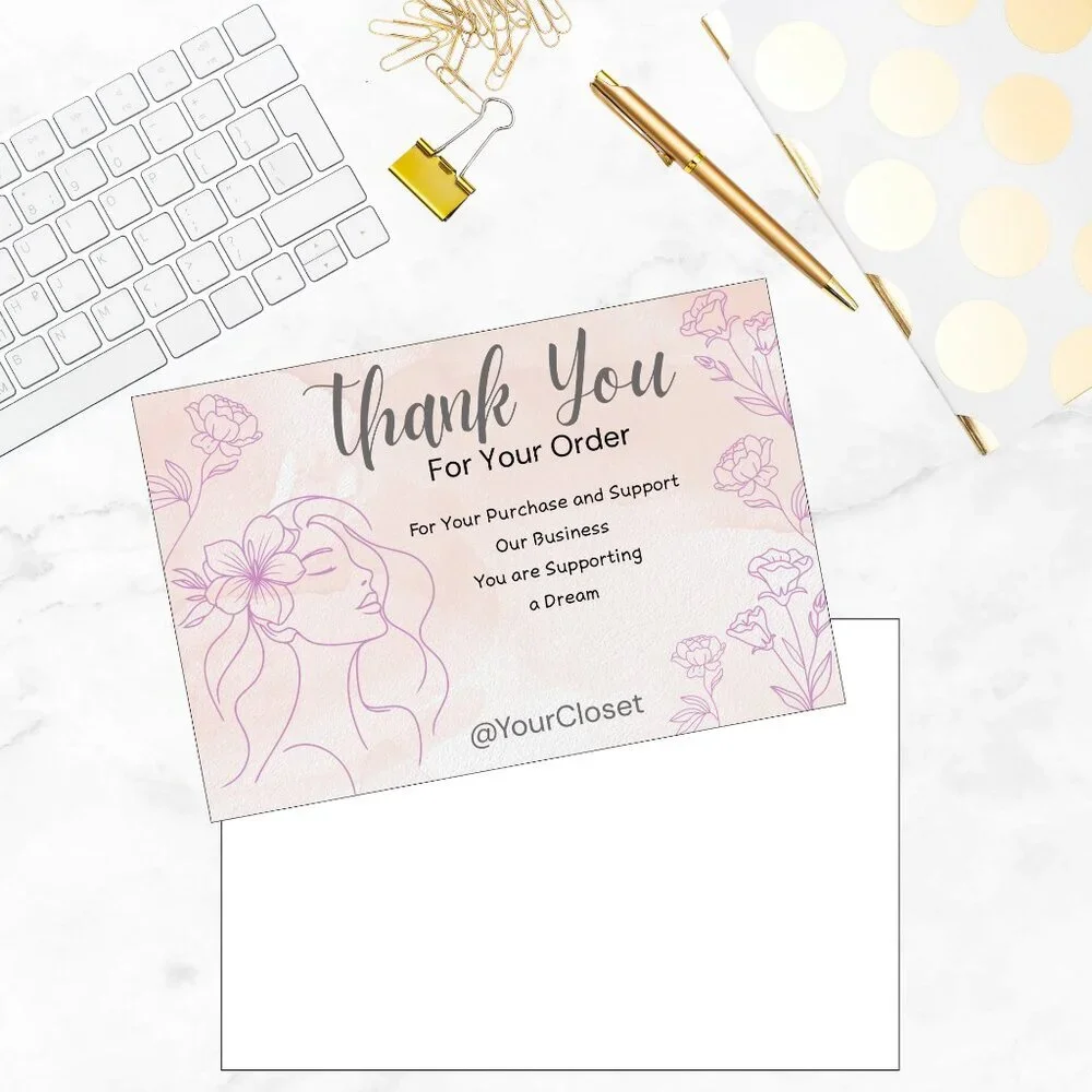 60 Floral Thank You Cards 4 x 2.8